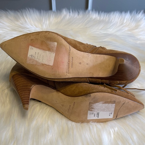 Sigerson Morrison Brown Perforated Suede Fringe Booties 6B - Picture 11 of 12